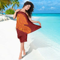 Niue Polynesian Hiapo Tattoo Art Sarong Half Style Red Yellow Color - Polynesian Pride