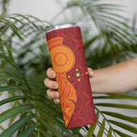 Niue Polynesian Hiapo Tattoo Art Skinny Tumbler Half Style Red Yellow Color LT03 - Polynesian Pride