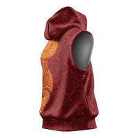 Niue Polynesian Hiapo Tattoo Art Sleeveless Hoodie Half Style Red Yellow Color LT03 - Polynesian Pride