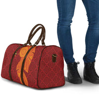 Niue Polynesian Hiapo Tattoo Art Travel Bag Half Style Red Yellow Color - Polynesian Pride