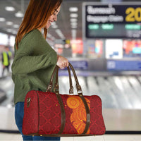 Niue Polynesian Hiapo Tattoo Art Travel Bag Half Style Red Yellow Color - Polynesian Pride