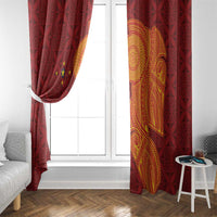 Niue Polynesian Hiapo Tattoo Art Window Curtain Half Style Red Yellow Color - Polynesian Pride