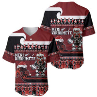 New Zealand Christmas Baseball Jersey Meri Kirihimete Aotearoa Warrior on Waka with Maori Art Tattoo LT03 - Polynesian Pride