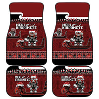 New Zealand Christmas Car Mats Meri Kirihimete Aotearoa Warrior on Waka with Maori Art Tattoo LT03 - Polynesian Pride