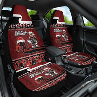 New Zealand Christmas Car Seat Cover Meri Kirihimete Aotearoa Warrior on Waka with Maori Art Tattoo LT03 One Size Red - Polynesian Pride