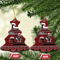 New Zealand Christmas Ceramic Ornament - Meri Kirihimete Aotearoa Warrior on Waka with Maori Art Tattoo LT03 Christmas Tree Red - Polynesian Pride