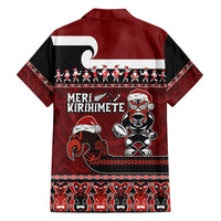 New Zealand Christmas Family Matching Off The Shoulder Long Sleeve Dress and Hawaiian Shirt Meri Kirihimete Aotearoa Warrior on Waka with Maori Art Tattoo LT03 - Polynesian Pride