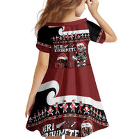 New Zealand Christmas Family Matching Off Shoulder Maxi Dress and Hawaiian Shirt Meri Kirihimete Aotearoa Warrior on Waka with Maori Art Tattoo LT03 - Polynesian Pride
