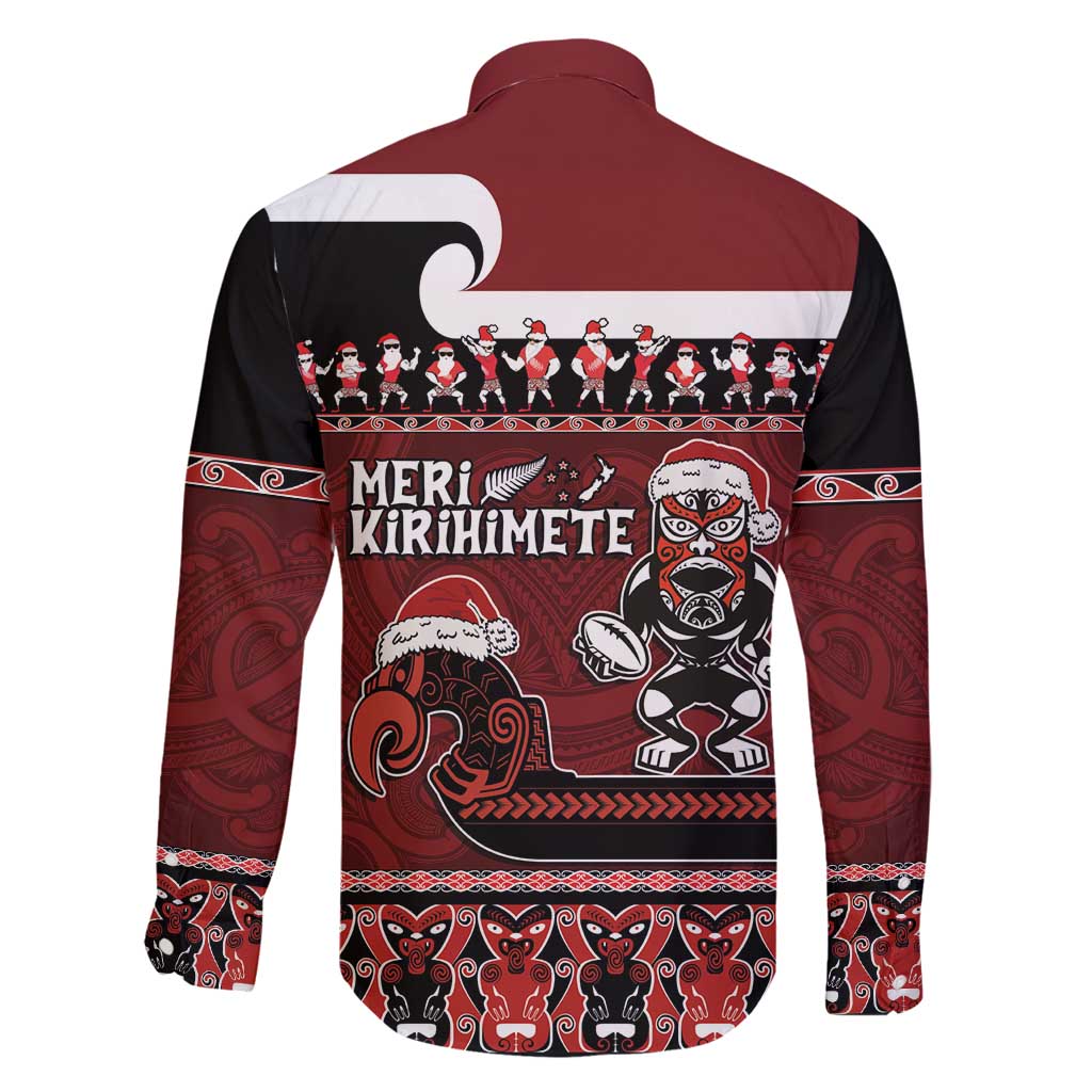 New Zealand Christmas Family Matching Off Shoulder Maxi Dress and Hawaiian Shirt Meri Kirihimete Aotearoa Warrior on Waka with Maori Art Tattoo LT03 - Polynesian Pride
