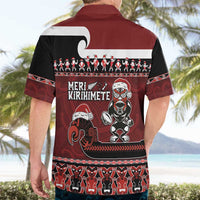 New Zealand Christmas Hawaiian Shirt Meri Kirihimete Aotearoa Warrior on Waka with Maori Art Tattoo LT03 - Polynesian Pride