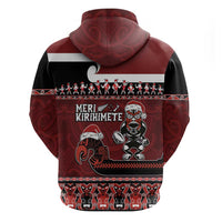 New Zealand Christmas Hoodie Meri Kirihimete Aotearoa Warrior on Waka with Maori Art Tattoo LT03 - Polynesian Pride