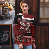 New Zealand Christmas Ugly Christmas Sweater - Meri Kirihimete Aotearoa Warrior on Waka with Maori Art Tattoo LT03 - Polynesian Pride
