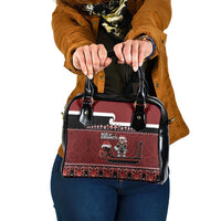New Zealand Christmas Shoulder Handbag Meri Kirihimete Aotearoa Warrior on Waka with Maori Art Tattoo LT03 One Size Red - Polynesian Pride
