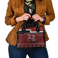 New Zealand Christmas Shoulder Handbag Meri Kirihimete Aotearoa Warrior on Waka with Maori Art Tattoo LT03 - Polynesian Pride
