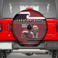 New Zealand Christmas Spare Tire Cover Meri Kirihimete Aotearoa Warrior on Waka with Maori Art Tattoo LT03 - Polynesian Pride
