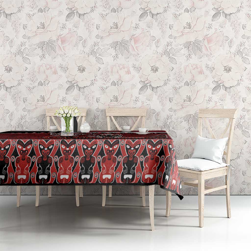 New Zealand Christmas Tablecloth Meri Kirihimete Aotearoa Warrior on Waka with Maori Art Tattoo LT03 - Polynesian Pride