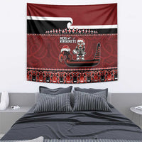 New Zealand Christmas Tapestry Meri Kirihimete Aotearoa Warrior on Waka with Maori Art Tattoo LT03 - Polynesian Pride