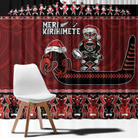 New Zealand Christmas Window Curtain Meri Kirihimete Aotearoa Warrior on Waka with Maori Art Tattoo LT03 - Polynesian Pride