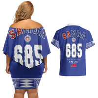 Toa Samoa Rugby Couples Matching Off Shoulder Short Dress and Hawaiian Shirt Six Eight Five to The World LT03 - Polynesian Pride