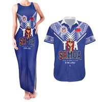 Toa Samoa Rugby Couples Matching Tank Maxi Dress and Hawaiian Shirt Six Eight Five to The World LT03 Blue - Polynesian Pride