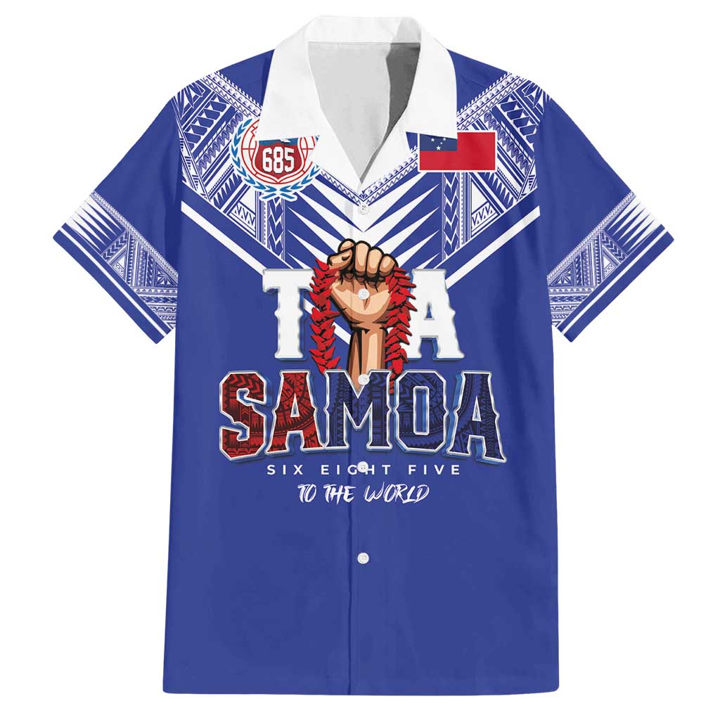 Toa Samoa Rugby Family Matching Long Sleeve Bodycon Dress and Hawaiian Shirt Six Eight Five to The World LT03 Dad's Shirt - Short Sleeve Blue - Polynesian Pride