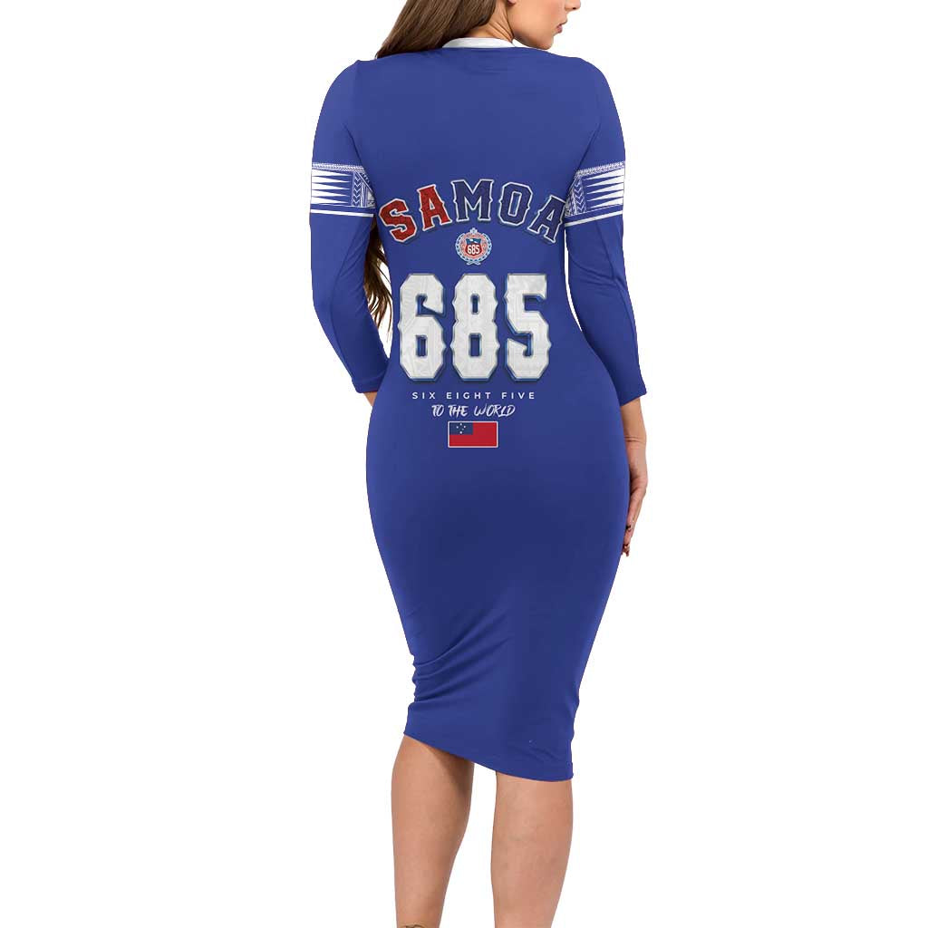 Toa Samoa Rugby Family Matching Long Sleeve Bodycon Dress and Hawaiian Shirt Six Eight Five to The World LT03 - Polynesian Pride