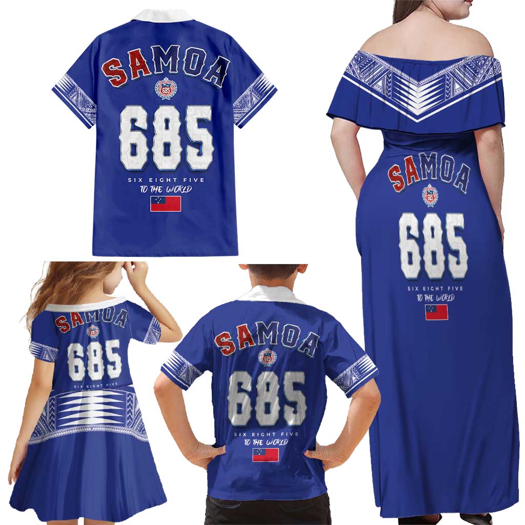 Toa Samoa Rugby Family Matching Off Shoulder Maxi Dress and Hawaiian Shirt Six Eight Five to The World LT03 - Polynesian Pride