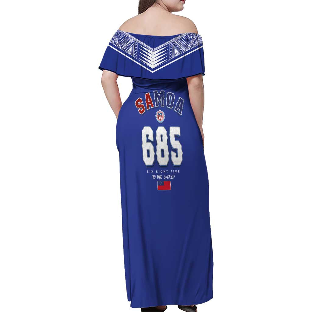 Toa Samoa Rugby Family Matching Off Shoulder Maxi Dress and Hawaiian Shirt Six Eight Five to The World LT03 - Polynesian Pride