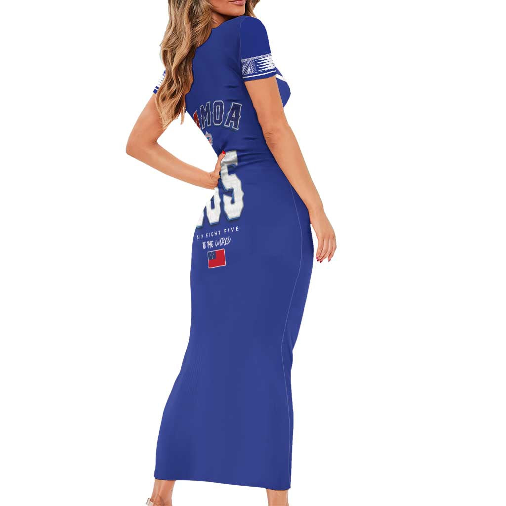 Toa Samoa Rugby Family Matching Short Sleeve Bodycon Dress and Hawaiian Shirt Six Eight Five to The World LT03 - Polynesian Pride