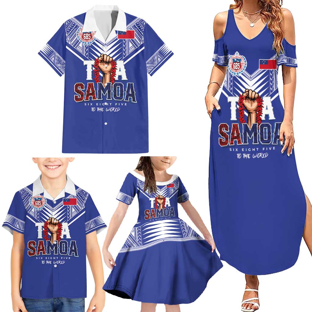 Toa Samoa Rugby Family Matching Summer Maxi Dress and Hawaiian Shirt Six Eight Five to The World LT03 - Polynesian Pride