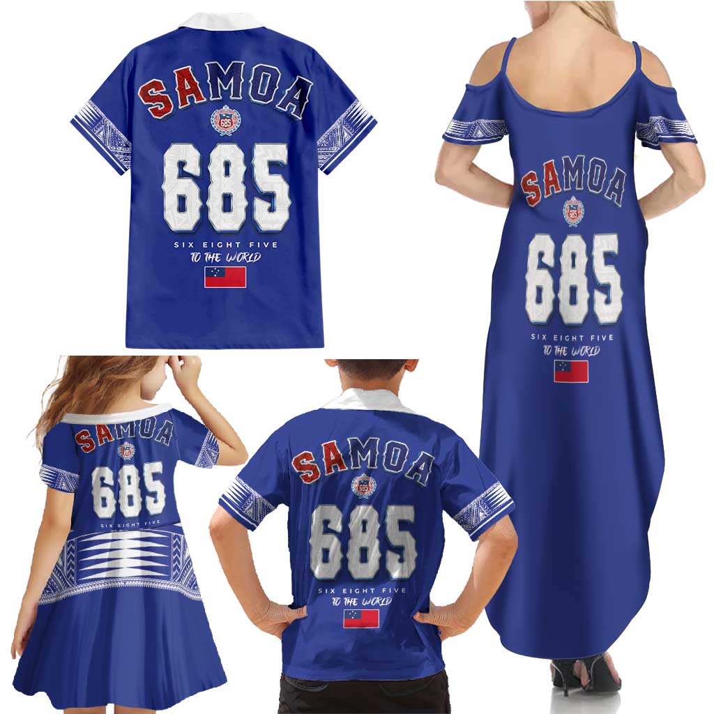 Toa Samoa Rugby Family Matching Summer Maxi Dress and Hawaiian Shirt Six Eight Five to The World LT03 - Polynesian Pride
