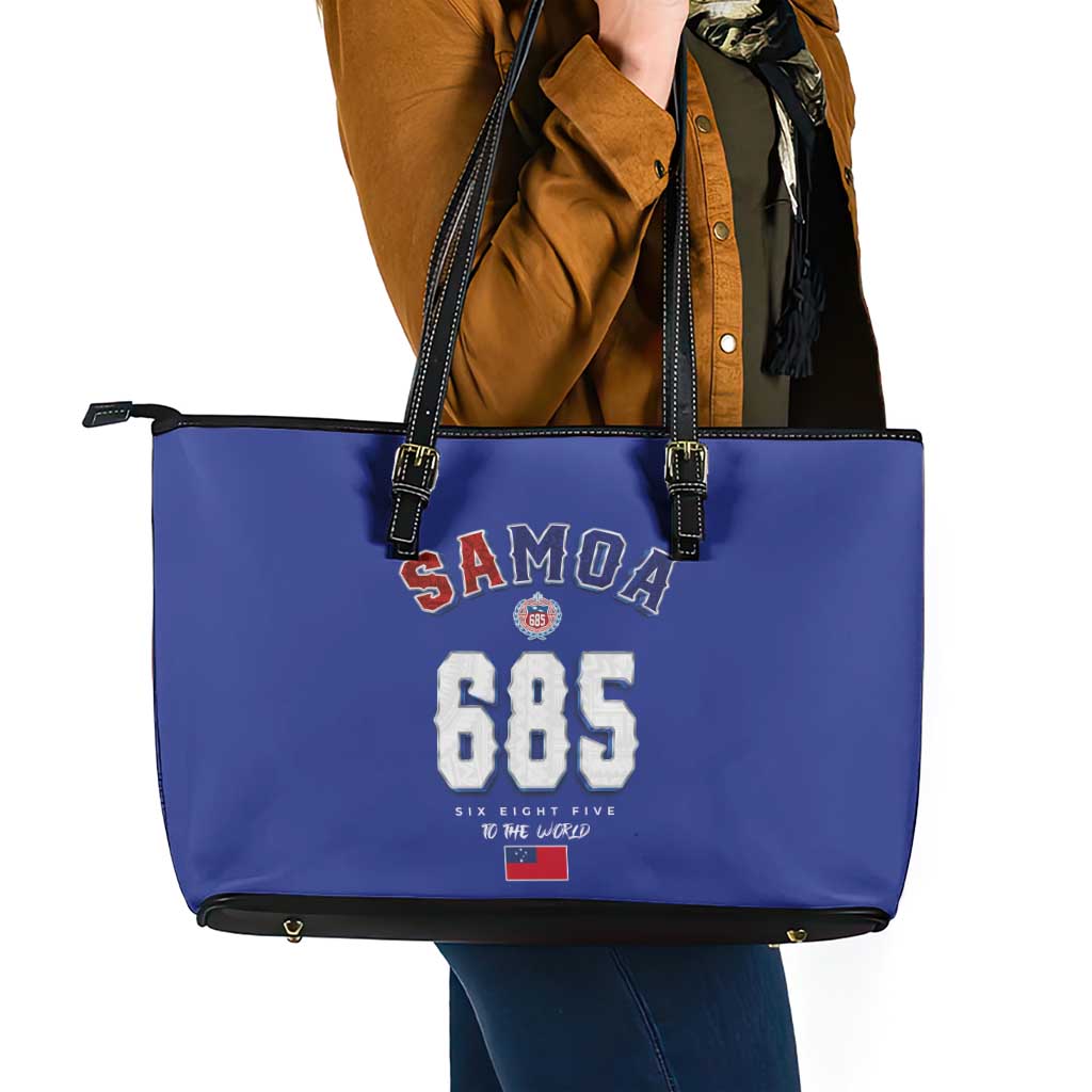 Toa Samoa Rugby Leather Tote Bag Six Eight Five to The World LT03 - Polynesian Pride