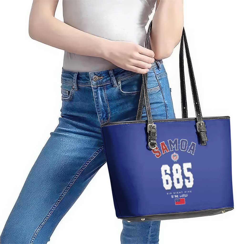 Toa Samoa Rugby Leather Tote Bag Six Eight Five to The World LT03 - Polynesian Pride