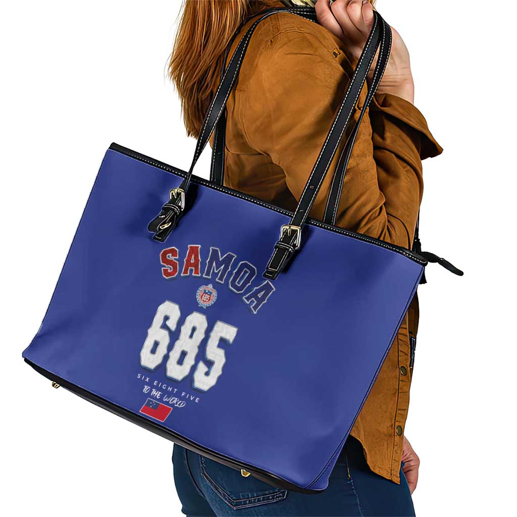 Toa Samoa Rugby Leather Tote Bag Six Eight Five to The World LT03 - Polynesian Pride