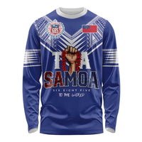 Toa Samoa Rugby Long Sleeve Shirt Six Eight Five to The World LT03 Unisex Blue - Polynesian Pride