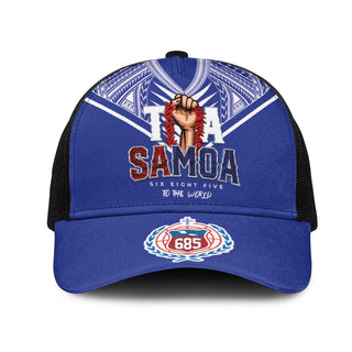 Toa Samoa Rugby Mesh Trucker Cap Six Eight Five to The World LT03 - One Size / Black / Blue