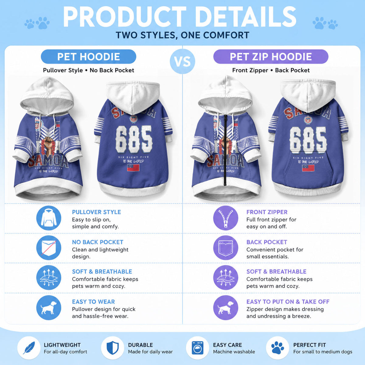 Toa Samoa Rugby Pet Hoodie