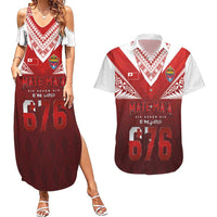 Mate Ma'a Tonga Rugby Couples Matching Summer Maxi Dress and Hawaiian Shirt Six Seven Six to The World LT03 Red - Polynesian Pride