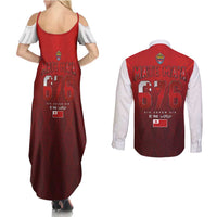 Mate Ma'a Tonga Rugby Couples Matching Summer Maxi Dress and Long Sleeve Button Shirt Six Seven Six to The World LT03 - Polynesian Pride