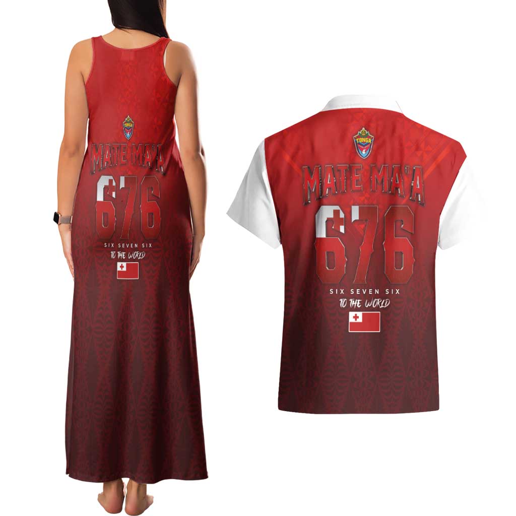 Mate Ma'a Tonga Rugby Couples Matching Tank Maxi Dress and Hawaiian Shirt Six Seven Six to The World LT03 - Polynesian Pride