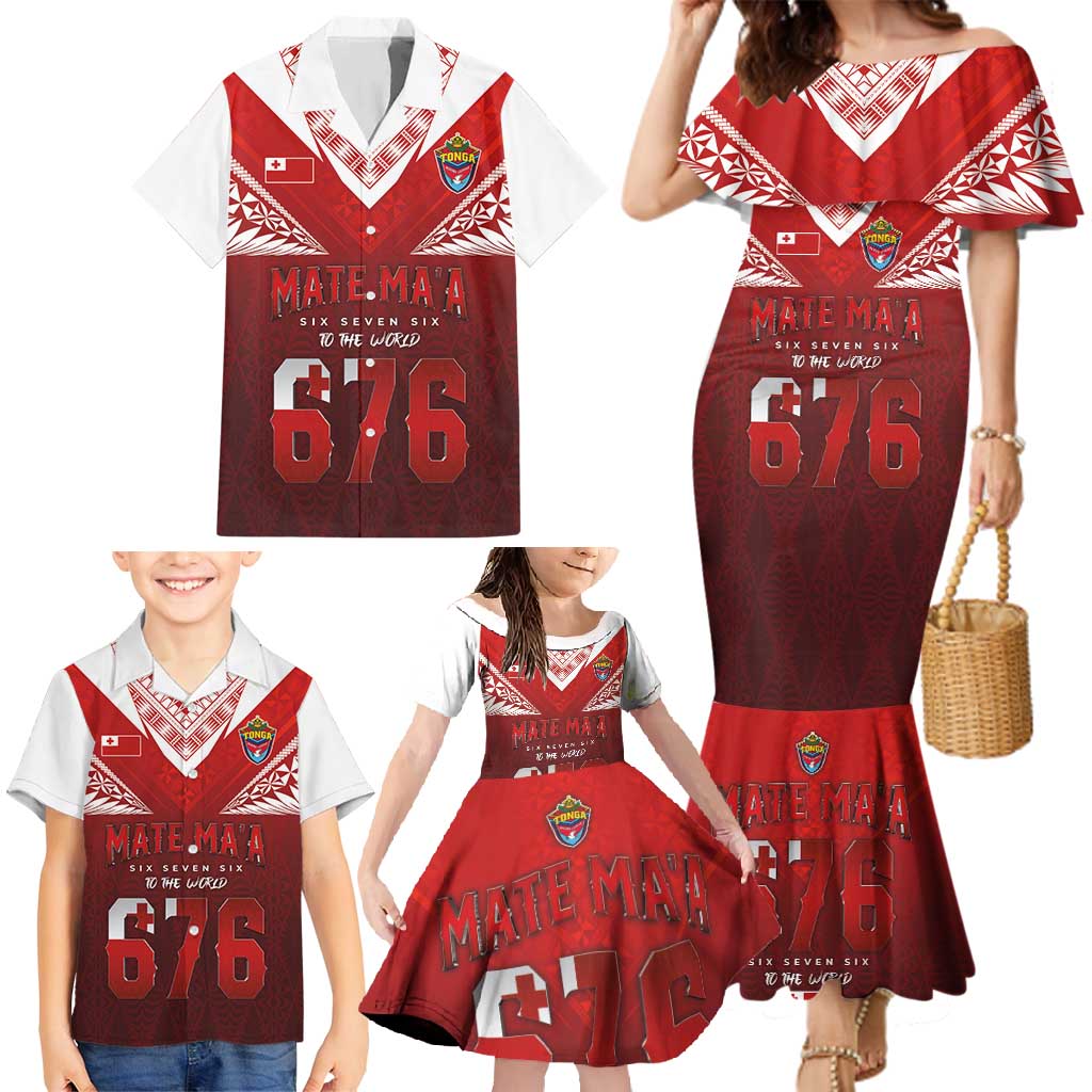 Mate Ma'a Tonga Rugby Family Matching Mermaid Dress and Hawaiian Shirt Six Seven Six to The World LT03 - Polynesian Pride