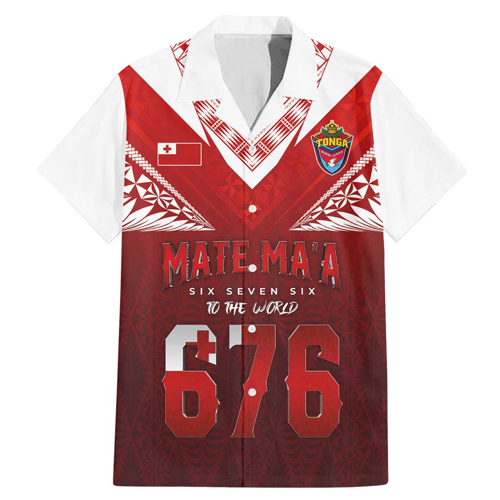 Mate Ma'a Tonga Rugby Family Matching Mermaid Dress and Hawaiian Shirt Six Seven Six to The World LT03 Dad's Shirt - Short Sleeve Red - Polynesian Pride