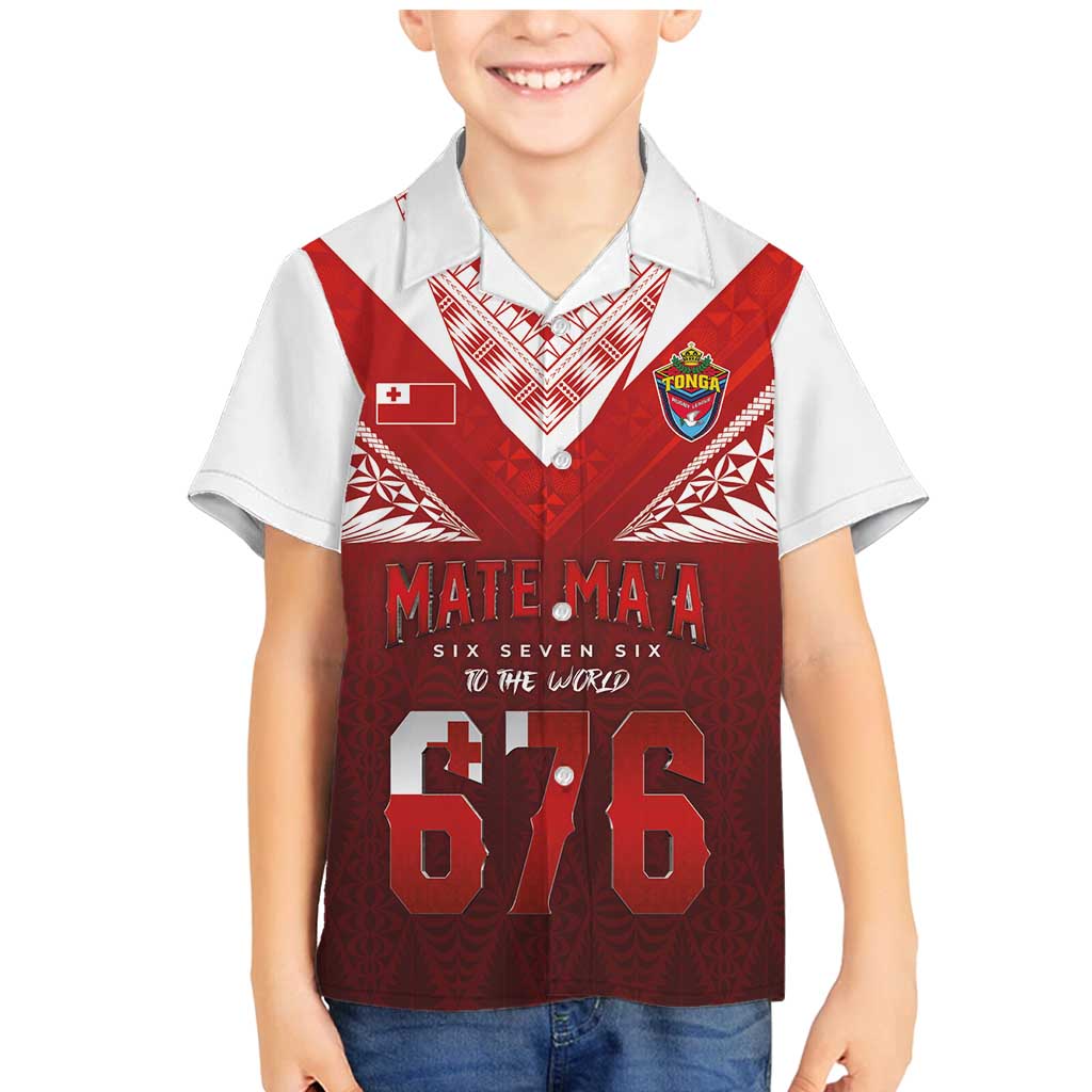 Mate Ma'a Tonga Rugby Family Matching Mermaid Dress and Hawaiian Shirt Six Seven Six to The World LT03 Son's Shirt Red - Polynesian Pride