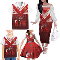 Mate Ma'a Tonga Rugby Family Matching Off The Shoulder Long Sleeve Dress and Hawaiian Shirt Six Seven Six to The World LT03 - Polynesian Pride