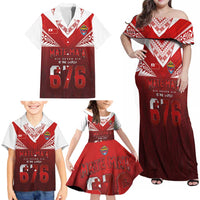 Mate Ma'a Tonga Rugby Family Matching Off Shoulder Maxi Dress and Hawaiian Shirt Six Seven Six to The World LT03 - Polynesian Pride