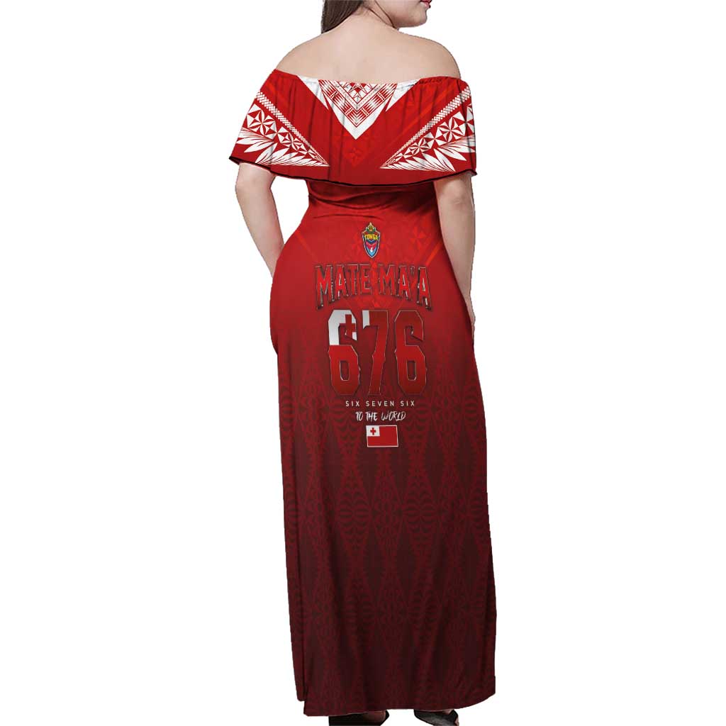 Mate Ma'a Tonga Rugby Family Matching Off Shoulder Maxi Dress and Hawaiian Shirt Six Seven Six to The World LT03 - Polynesian Pride
