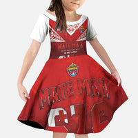 Mate Ma'a Tonga Rugby Family Matching Puletasi and Hawaiian Shirt Six Seven Six to The World LT03 Daughter's Dress Red - Polynesian Pride