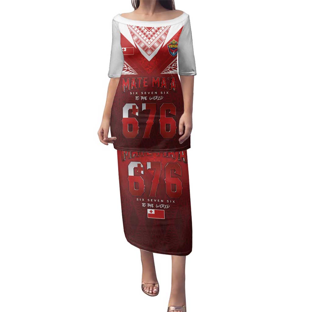 Mate Ma'a Tonga Rugby Family Matching Puletasi and Hawaiian Shirt Six Seven Six to The World LT03 Mom's Dress Red - Polynesian Pride