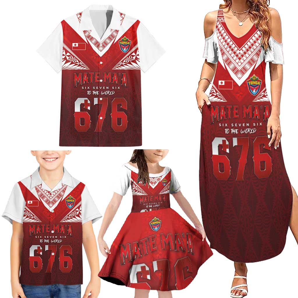 Mate Ma'a Tonga Rugby Family Matching Summer Maxi Dress and Hawaiian Shirt Six Seven Six to The World LT03 - Polynesian Pride
