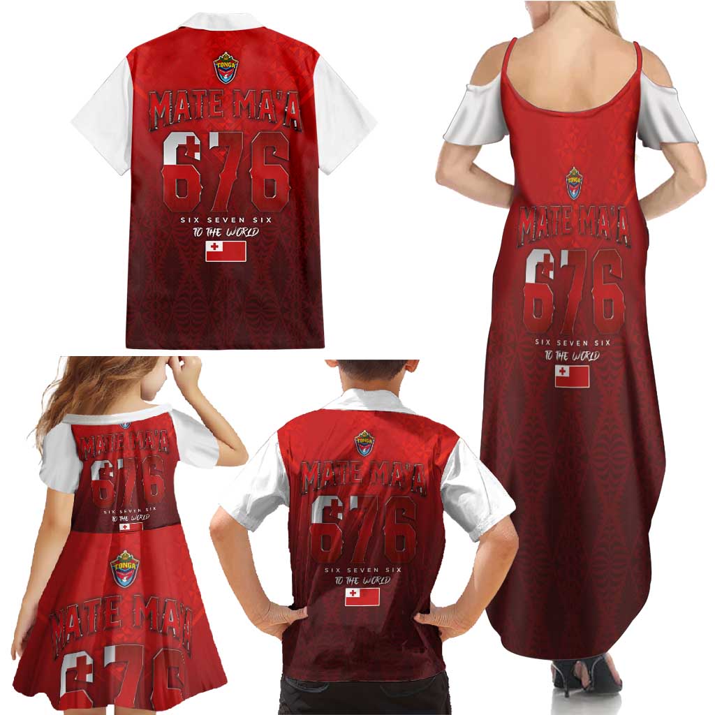 Mate Ma'a Tonga Rugby Family Matching Summer Maxi Dress and Hawaiian Shirt Six Seven Six to The World LT03 - Polynesian Pride